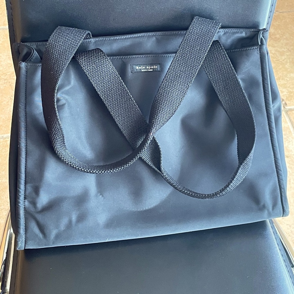 Kate Spade black nylon structured tote